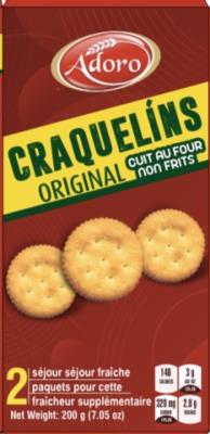 B01895 : Adoro B01895 : Déjeuner et collations - Biscuits - Craquelins Originals ADORO ,CRAQUELINS ORIGINALS,24 x 200G