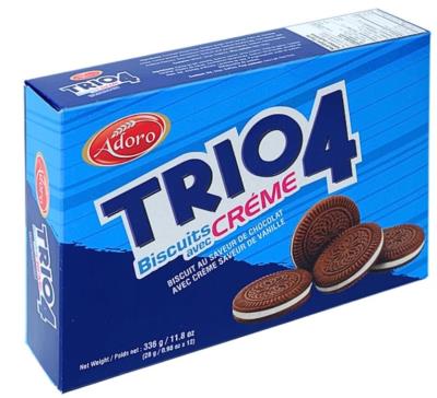 CB0054 : Adoro CB0054 : Déjeuner et collations - Biscuits - Biscuit CrÈme Trio  (oreo) ADORO, BISCUIT CRÈME TRIO  (oreo), 12 x 336G