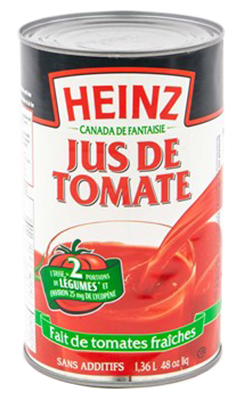 CJ0034 : Heinz CJ0034 : Breuvages - Jus - Jus Tomate HEINZ, JUS TOMATE, 12 x 1.36L