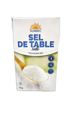 E1-1 : Sunbec E1-1 : Condiments - Sel - Sel De Table SUNBEC , SEL DE TABLE , 24 x 1KG