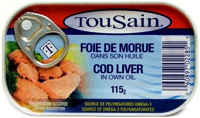 P481-1 : Tousain P481-1 : Conserves et bocaux - Poisson - Foie De Morue TOUSAIN, FOIE DE MORUE, 12 x 115g